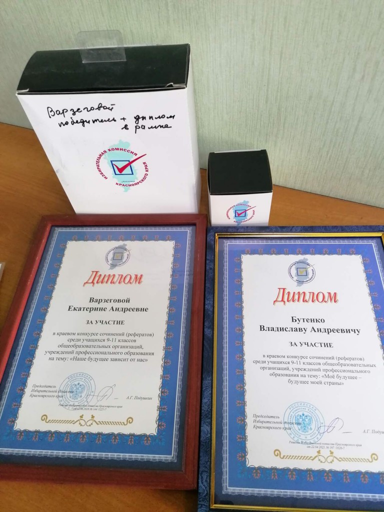 Дипломы за участие в краевых конкурсах Территориальной избирательной комиссии 0